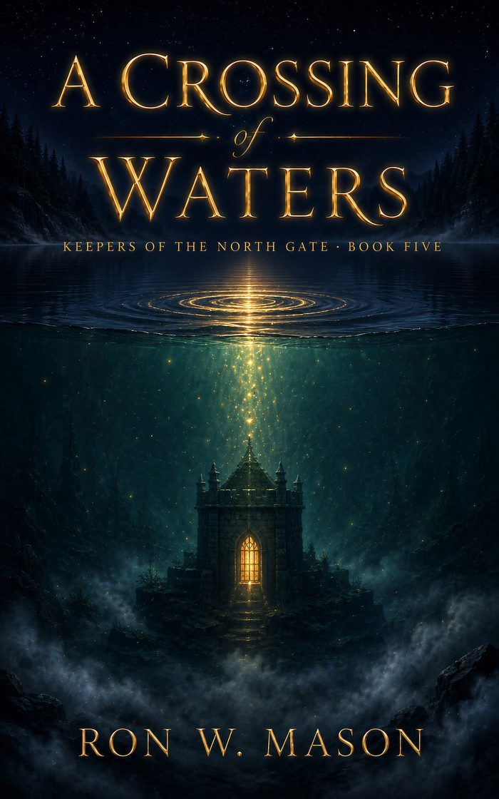 Book cover of A Crossing of Waters, Book Five of the Keepers of the North Gate series